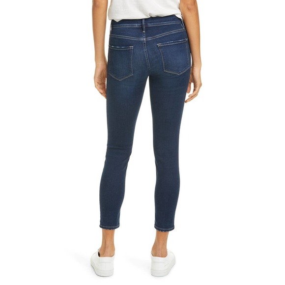 Frame Denim Jeans 26 Blue Le Skinny De Jeanne Crop Mid Rise Bonn - Picture 4 of 10